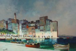 § § Cecil Rochfort D'Oyly-John (English, 1906-1993) 'St Tropez, 7pm, S of France'oil on canvassigned