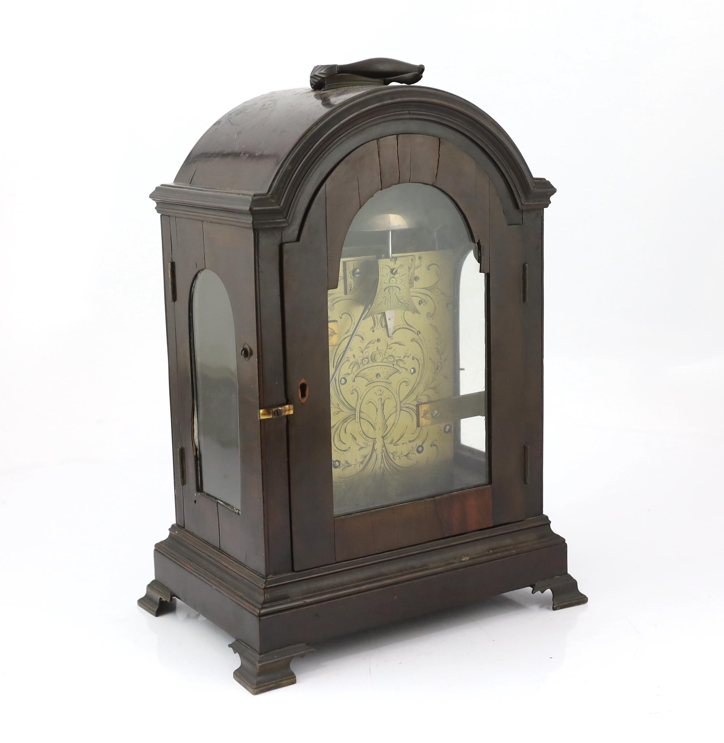 Kentish & Haynes of London, a George III ebonised eight day bracket clock in arched case with - Image 4 of 5