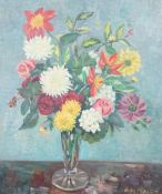 Countess Ginette de Malet Roquefort (1903-1967) Still life of flowers in a vaseoil on canvas