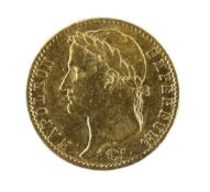 Gold coins, French Empire, 20 francs 1815 A, demounted at the 1 to 2 o’clock position otherwise good