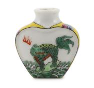 A Chinese enamelled porcelain 'double qilin' snuff bottle, Qianlong mark, 19th century, the qilin