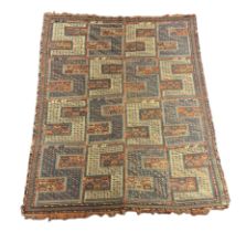 An antique Caucasian geometric rug, with divided field of S motifs 255 x 210cm