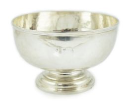 A mid 18th century Irish silver rose bowl, by Robert Calderwood, with reeded border, on stepped