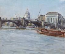 § § Lord Paul Ayshford Methuen R.A. (English, 1886-1974) 'St Paul's from across The Thames'oil on