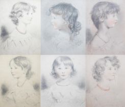 * * John Robert Wildman (fl.1823-1839) Family portraits of young girlspencil and sanguine chalk on