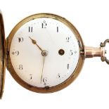 A George III 18ct gold hunter pocket watch by Abraham Samuel, together with a 15ct gold albert and