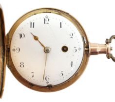 A George III 18ct gold hunter pocket watch by Abraham Samuel, together with a 15ct gold albert and