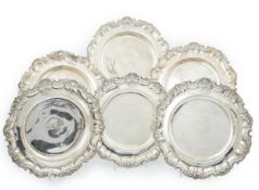 Duke of Brunswick Service: A set of six early Victorian silver dinner plates by John Mortimer & John