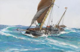 § § Montague Dawson (English, 1895-1973) 'Rough Weather'gouache on cardsigned43.5 x 63cm
