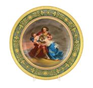A Vienna porcelain plate, mid 19th century, painted with a titled figure scene ‘Ulysses raubtder