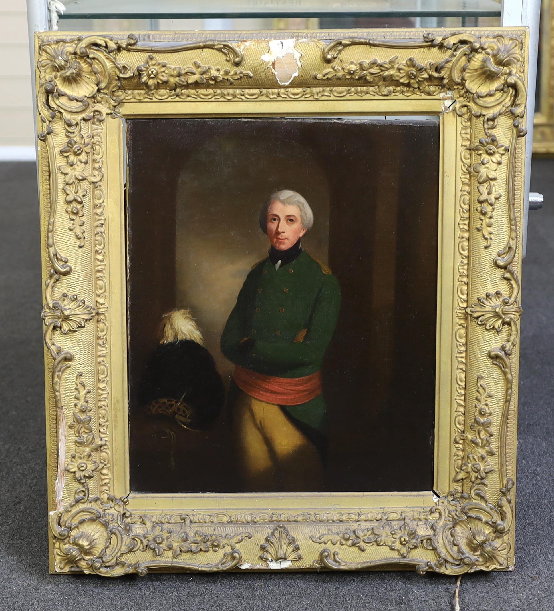 After Thomas Beach (English, 1738-1806) Three quarter length portrait of Lewis Dymoke Grosvenor - Image 2 of 3