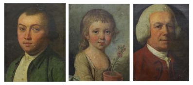 English School c.1770 Portraits of members of the Burgoyne familyoils on canvas (3)each with various