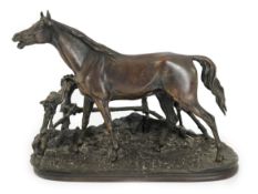 Pierre-Jules Mêne (French, 1810-1871), a 19th century French bronze model 'Cheval à la Barrière No.1