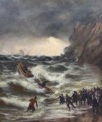 Thomas Rose Miles (British, 1844-1916) 'Return of the Shanklin life boat, Isle of Wight’oil on