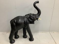 A large black leather covered model of an elephant, height 114cm