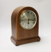 A mahogany Bulle-clock electric mantel timepiece, 30cm