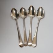A pair of George III silver beaded Old English pattern basting spoons, George Smith III, London,
