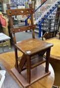A Victorian mahogany metamorphic library chair/steps, width 41cm, depth 36cm, height 89cm