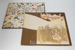 Two Led Zeppelin, LP record albums; Led Zeppelin II, on red and maroon Atlantic label, (588198), and