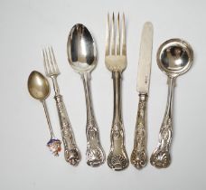 A matched part canteen of late Victorian silver lily pattern flatware, comprising thirty nine items,