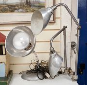 A mid-century Stephen Glover Verglo desklamp, and a pair of French Ki-E-Klair clamp-fitting