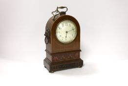 An early 20th century inlaid mahogany mantel clock, 25cm high