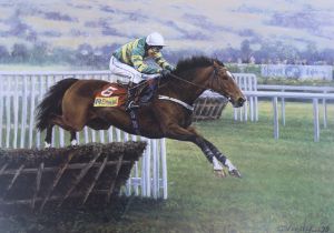 Claire Verity (20th. C), limited edition artist's proof colour print, Istabraq winning the Smurfit