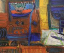 Ala Siraih (Iraqi, b.1965), oil on card, Interior, signed and dated '06, 26 x 31cm, unframed