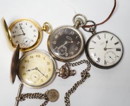 A silver open face pocket watch by Benson, London, an 800 standard hunter pocket watch by Havila and