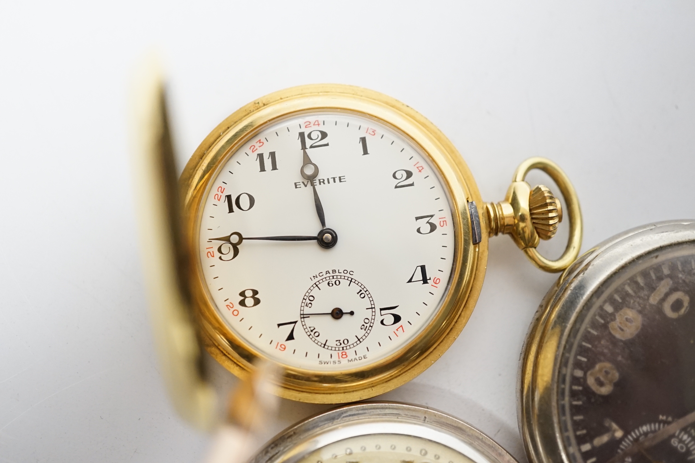 A silver open face pocket watch by Benson, London, an 800 standard hunter pocket watch by Havila and - Image 2 of 6