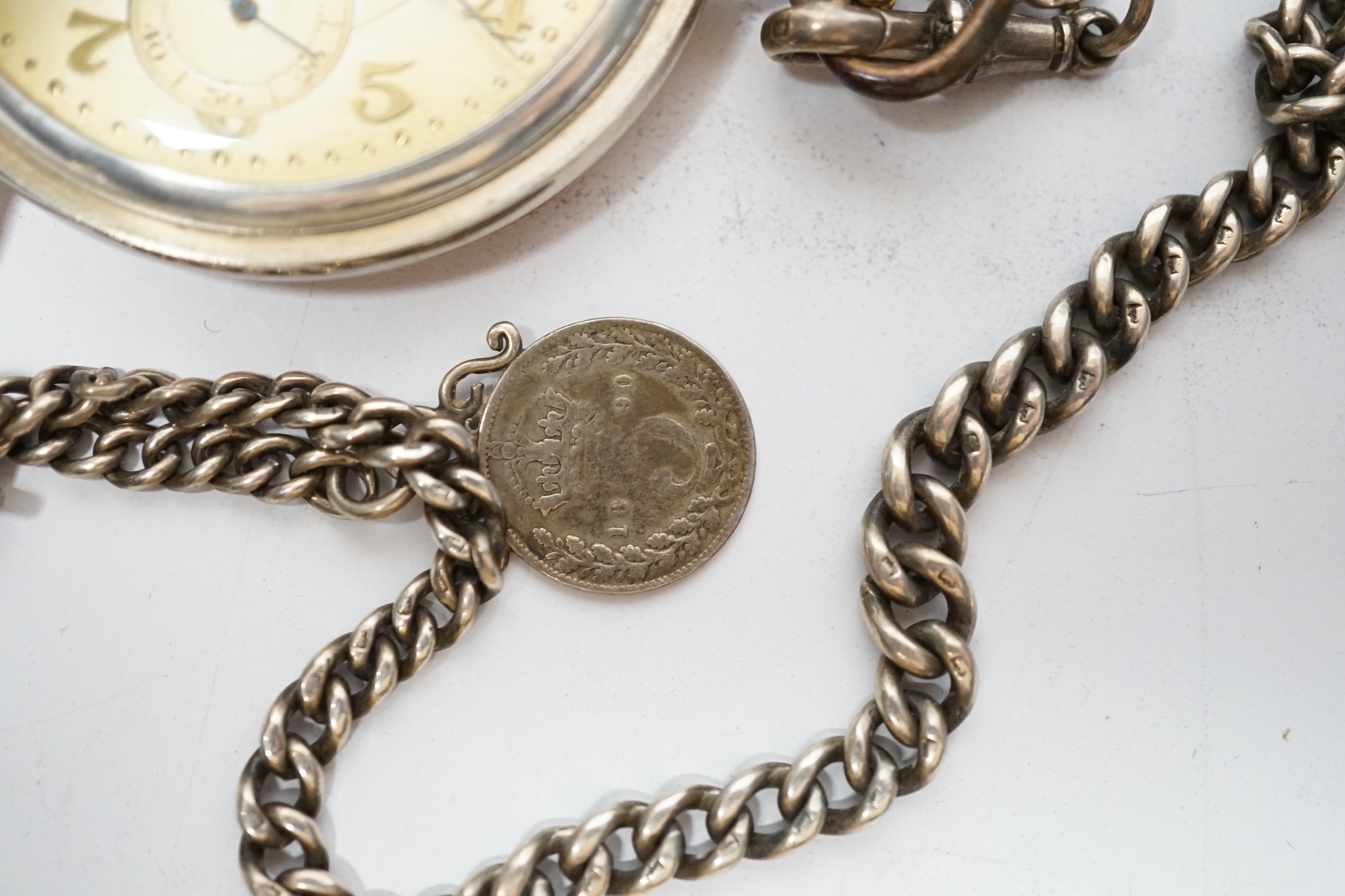 A silver open face pocket watch by Benson, London, an 800 standard hunter pocket watch by Havila and - Image 6 of 6