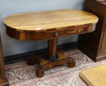 An early Victorian rosewood centre table, fitted with a single drawer, width 117cm, depth 58cm,