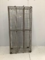 A vintage wirework six division locker, width 90cm, depth 46cm, height 185cm