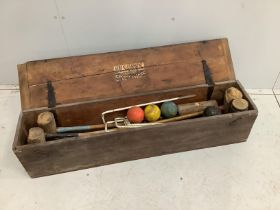 A vintage Busseys croquet set, boxed