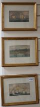 J. W. Ramsey (19th C.), set of three watercolours, Naval Ships, two with ink annotations verso, 9.
