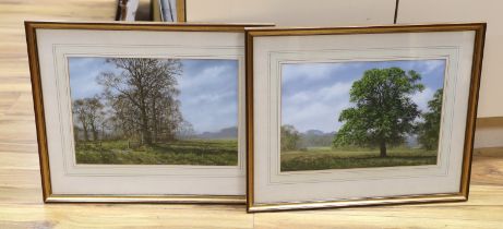 Peter Robinson (20th. C), pair of gouaches, Rural landscapes, each signed, 26 x 38cm