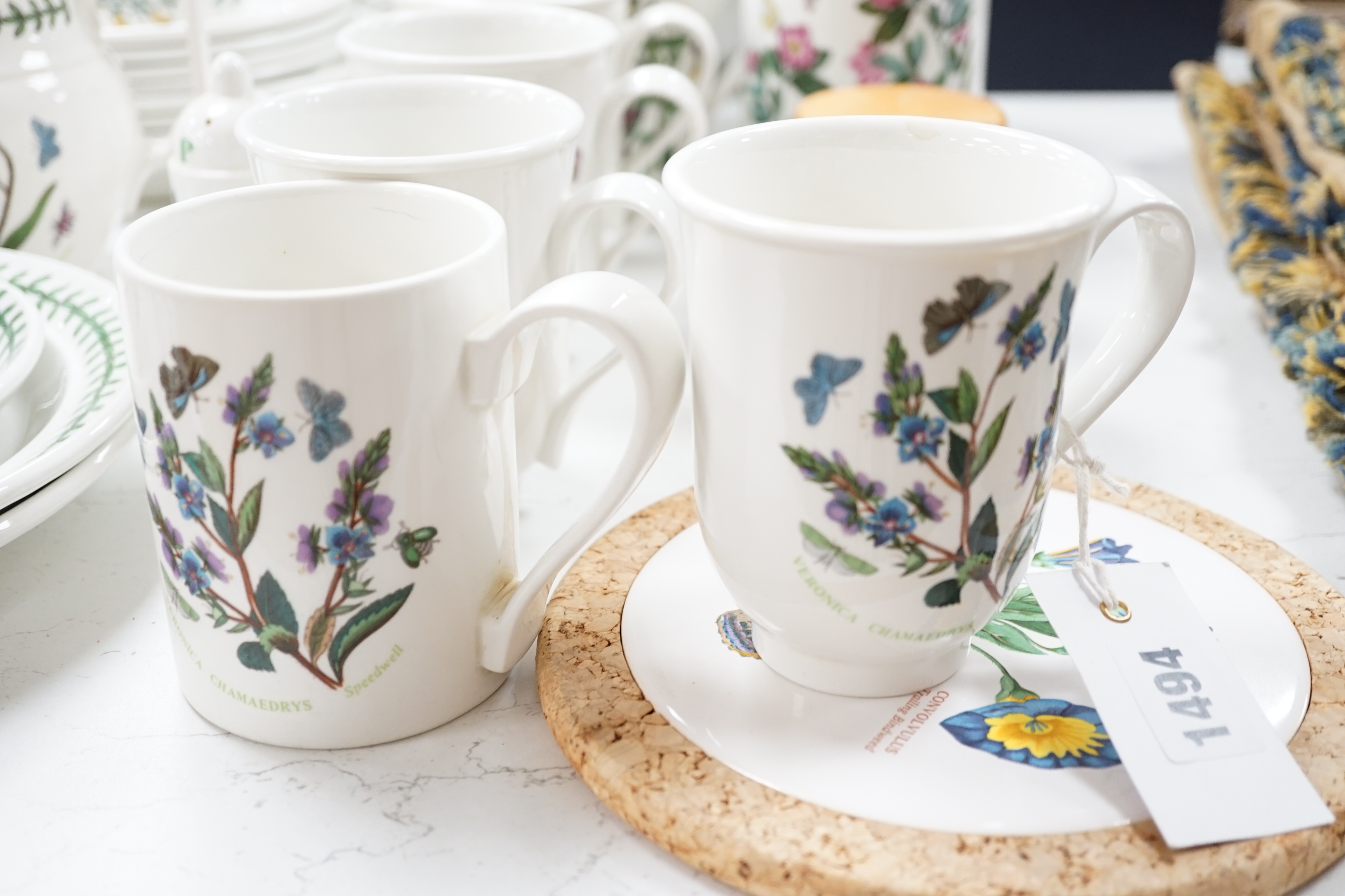 Portmeirion botanical dinner wares including mugs, storage jars and plates, largest 26cm in - Image 2 of 7