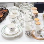 Portmeirion botanical dinner wares including mugs, storage jars and plates, largest 26cm in