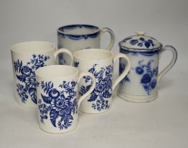 Three Coalport pine cone pattern graduated mugs and two pottery mugs (5)