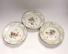 Set of six 19th century Meissen porcelain floral dishes, 20cm in diameter