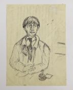 Chaim Soutine interest; portrait in pen on paper believed to be either a self-portrait or a portrait