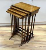 A quartetto of Edwardian rosewood tea tables, width 50cm, depth 30cm, height 78cm