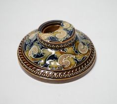 A Doulton Lambeth stoneware inkwell by Mark V. Marshall, 12cm diameter