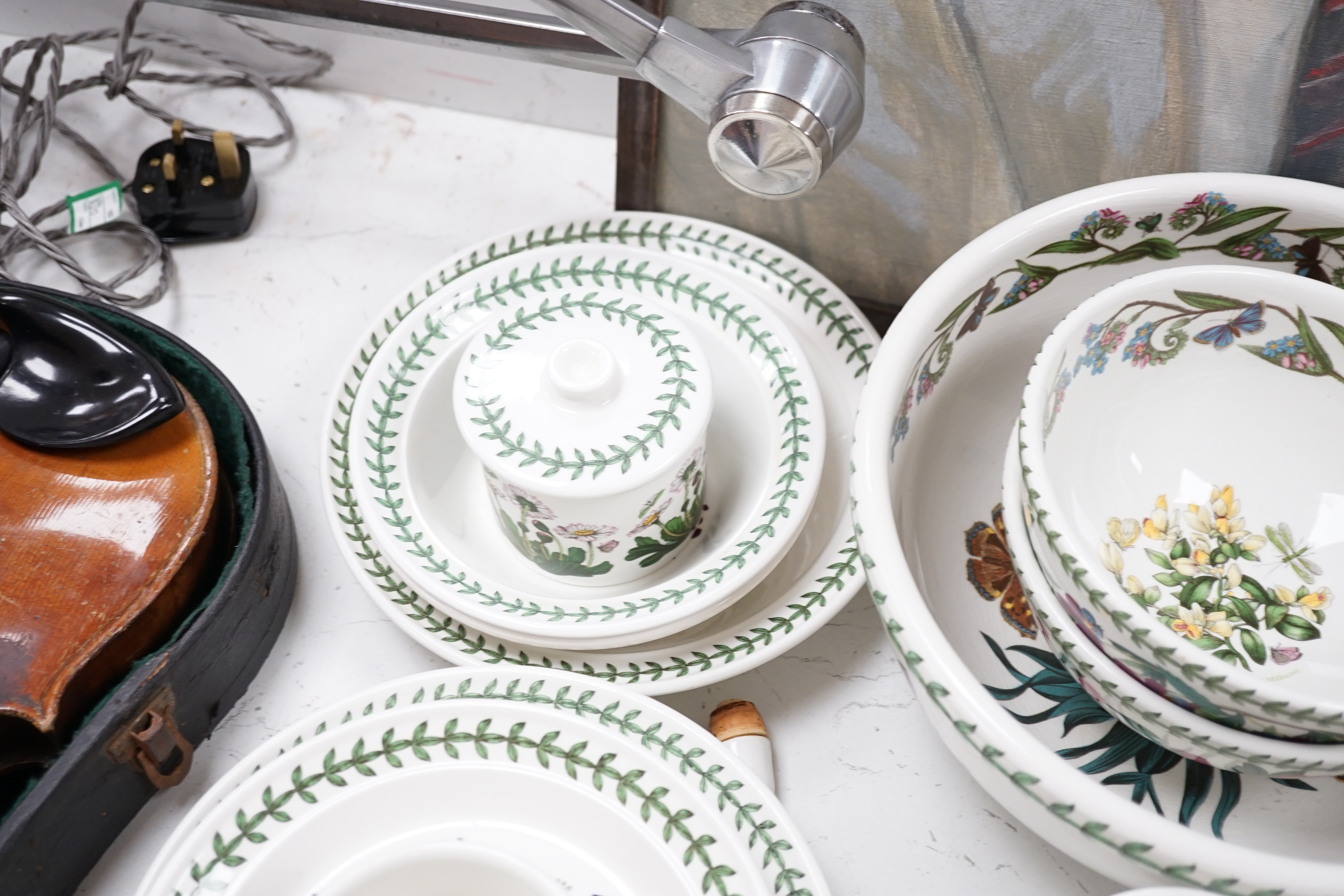 Portmeirion botanical dinner wares including mugs, storage jars and plates, largest 26cm in - Image 6 of 7