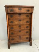 An early 19th century Dutch oak tall chest of six drawers, width 99cm, depth 50cm, height 159cm
