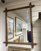 A rectangular chip carved ash wall mirror, width 71cm, height 85cm