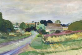 Alan Thornhill, impressionist oil on board, Sapperton, Gloucestershire, signed with monogram, 49 x