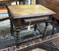An 18th century style Portuguese rosewood low side table, width 65cm, depth 43cm, height 57cm
