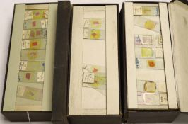 Three boxes of 1920s microscope slide specimens in Stanley & Co. card boxes