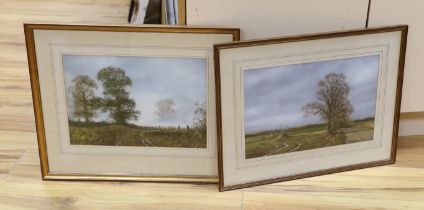 Peter Robinson (20th. C), two gouaches, Rural landscapes, each signed, 27 x 39cm